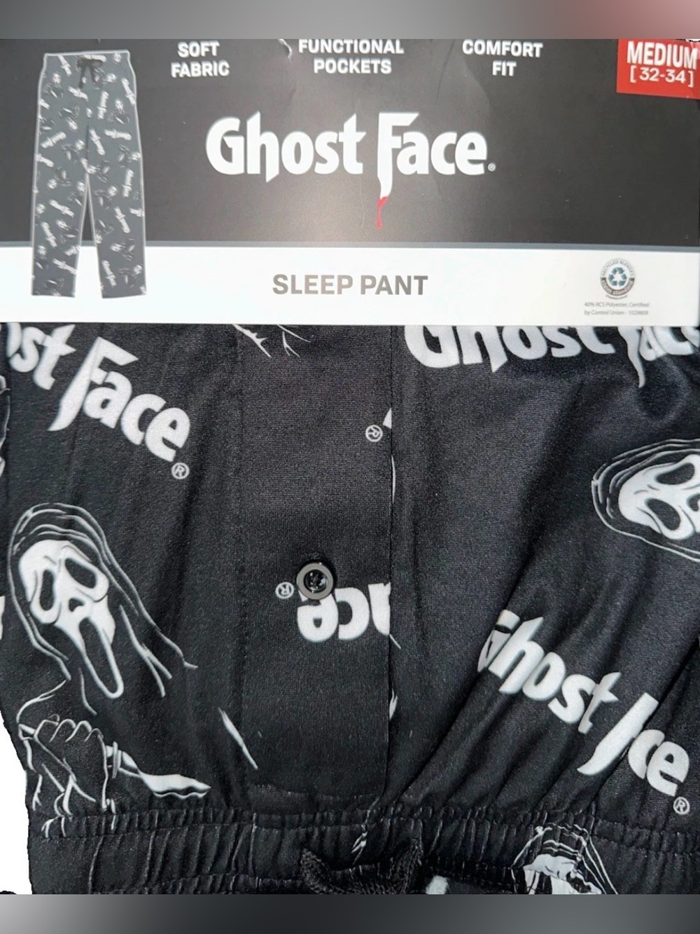 Bioworld Ghost Face Black Logo Sleep Pants